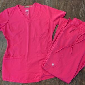 Healing Hands Hot Pink Women's Scrub Set
